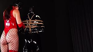 slave turns upside down for hands free orgasm