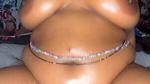 Oiled up bbw rides big black cock pov