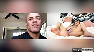 submissive girl pees and fingers as master watches
