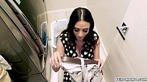 Hot stepmom ariella ferrera was mad at her stepson he knows know to calm her down by fucking her mature pussy while doing the laundry