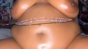 Oiled up bbw rides big black cock pov