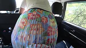 lesbians use strapon in car with big ass view