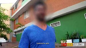 sexy skank lets random guy fuck her face