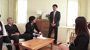kinky busty japanese office babe gives amazing blowjob then fucks hard