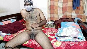 Madagascar guy strokes himself slowly on the hotel bed