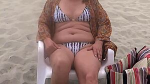 i cum inside my stepmothers pussy she puts on a bikini without washing and shows off on the beach
