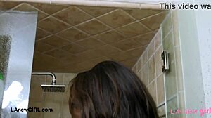 runway-ready brunette took a shower