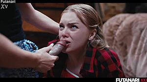shemale magic whisper shelena grows futa cock in threesome