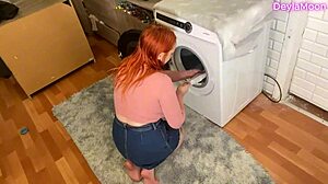 Stepmom Stuck In Washing Machine And Stepson Inserts Huge Cock Into Her Pussy S1E12