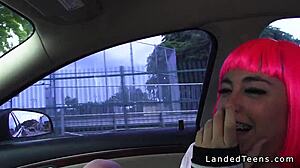 Costumed teen hitchhiker banged by huge cock in outdoor pov