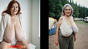 busty vintage granny shows her huge tits