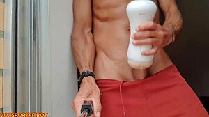 cumming inside my fleshlight at the window with neighbors watching
