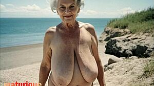 busty vintage granny shows her huge tits
