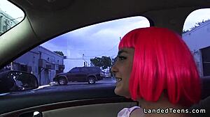 Costumed teen hitchhiker banged by huge cock in outdoor pov