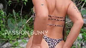 Bikini fun and dance in tropical