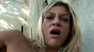 Horny blonde picked up on street and anal fucked in park