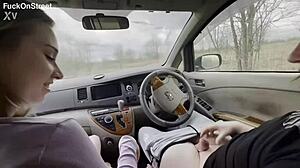 beauty teen creampied after first anal in car