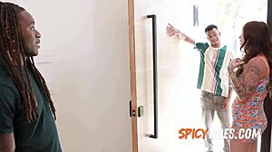 Curvy wife tries first dp with studs