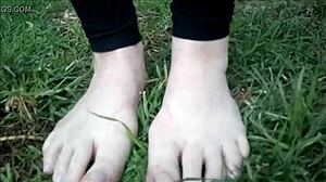 Aus Greek Girl Shows Cute Feet Outdoors Public