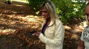Horny blonde picked up on street and anal fucked in park