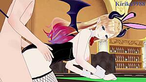 Yuzuki choco and nanashi mumei share intense bunny girl action