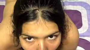 colombian roommate gives deep amateur blowjob