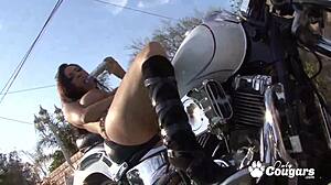 Veronica rayne fucks herself on the back of a harley