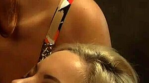 Two Horny Lesbian Madames Finger Submissive Slave
