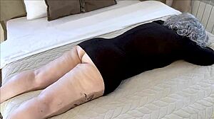 The soft ass of a mature stepmom spreads when the stepsons cock enters anal