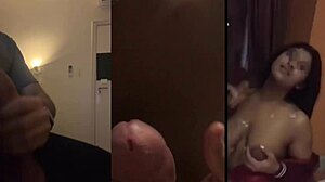 latina amateur takes big white facial