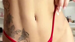 hot pussy fingering and shaking perfect ass in red lingerie