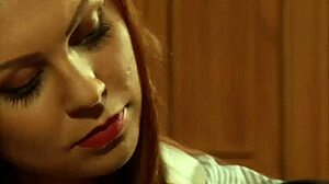 Submissive lesbian slaves tied up and whipped together