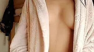 Selene Is Wet After A Hot Shower