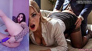 blonde secretary with big tits fucks her boss