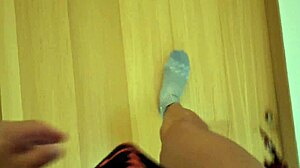 Hidden session watching cleaning lady work