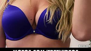 naturally busty blonde catches a perv filming her shower