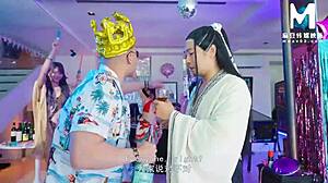 Ancient cock fucks modern pussy at cosplay party