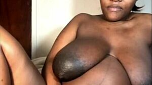 Fat ass big boobs pregnant black woman uses toy