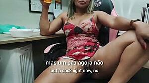 Between sips of her drink she got incredibly horny and just wanted dick and to cum i fulfilled her desires and fucked the slut in all her holes and came inside subtitled
