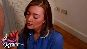 teen nurse shows oral skills