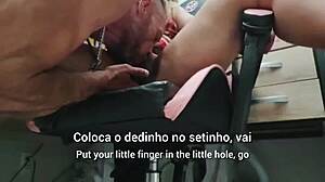 Between sips of her drink she got incredibly horny and just wanted dick and to cum i fulfilled her desires and fucked the slut in all her holes and came inside subtitled