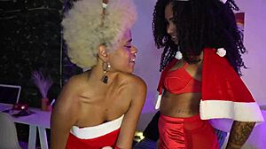 ebony hotties lick each other in dirty lesbian play