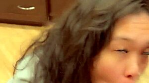 hot asian eats big cock for post workout snack blowjob cumshot in mouth