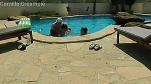 orgy in the swimming pool with group
