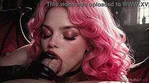 A lustful vampire pinned me down with her huge tits