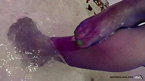 wet and sexy blue nylon mistress feet tease you
