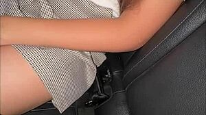 Busty schoolgirl pounded hard in car wearing uniform
