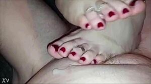 newly married wife gives great footjob