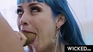 Wicked Jewelz Blu Haired Goddess Gets Sloppy Face Fucked And Dicked Hard