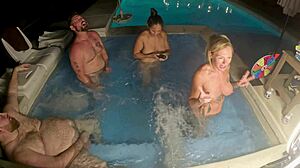Hot tub foursome with deliah grace